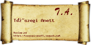 Tószegi Anett névjegykártya